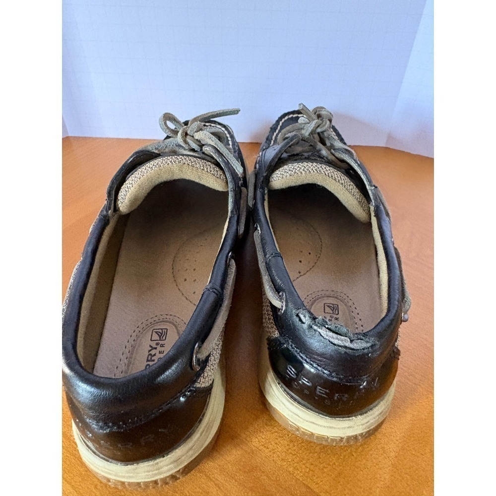 Sperry Top-Sider Boat Shoes Black Leather Canvas/Woven Sides Women 6.5M - Picture 12 of 16